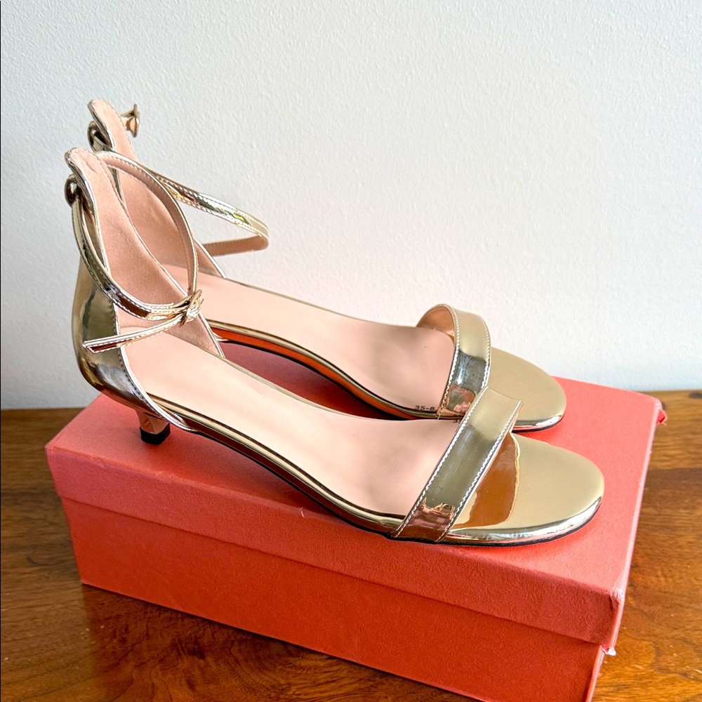 Gold Ankle Strap Heels